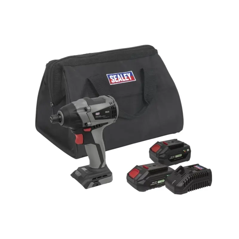 Sealey Brushless Impact Driver Kit 1/4"Hex 20V SV20 Series - 2 Batteries