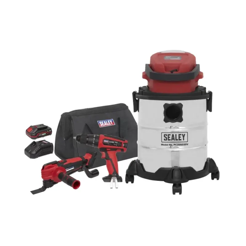 Sealey 3 x 20V SV20 Series Tool Vac Combo - 2 Batteries