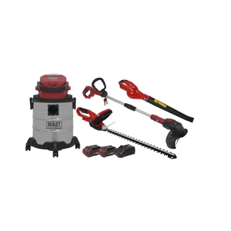 Sealey 4 x 20V SV20 Series Cordless Garden Power Tool Combo Kit - 2 Batteries
