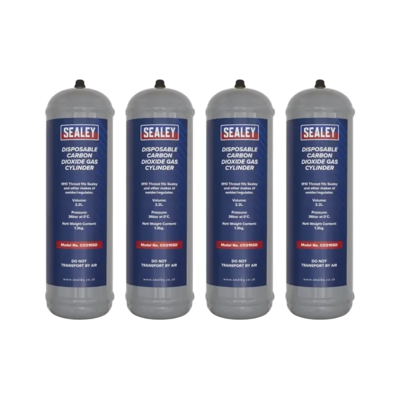 Sealey 1.3kg Disposable Carbon Dioxide Gas Cylinder - Pack of 4