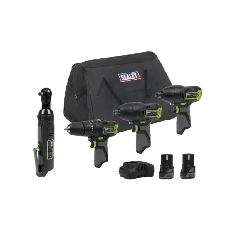Sealey 4 x 10.8V SV10.8 Series Cordless Combo Kit - 2 Batteries & Euro Plug