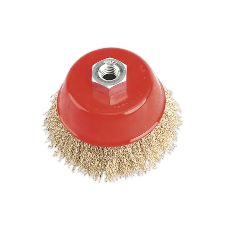 Sealey Brassed Steel Crimped Wire Cup Brush 100mm M14 x 2mm