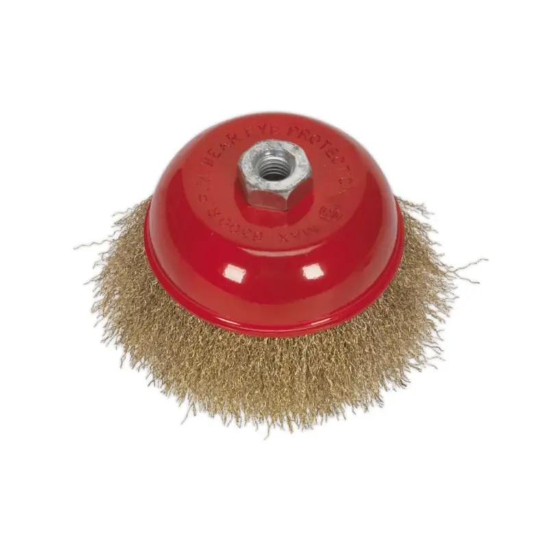 Sealey Brassed Steel Crimped Wire Cup Brush 125mm M14 x 2mm