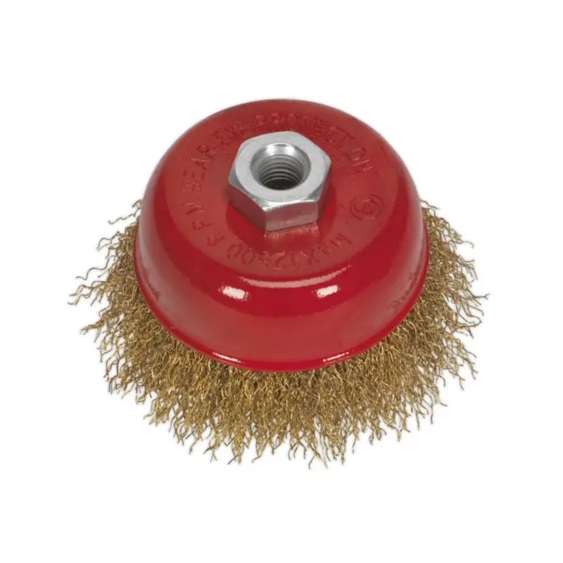 Sealey Brassed Steel Crimped Wire Cup Brush 75mm M14 x 2mm