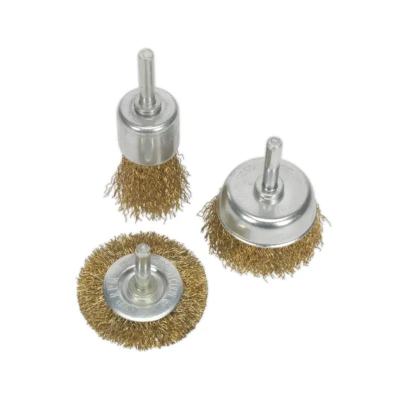 Sealey Crimped Wire Brush Set 3pc Brassed
