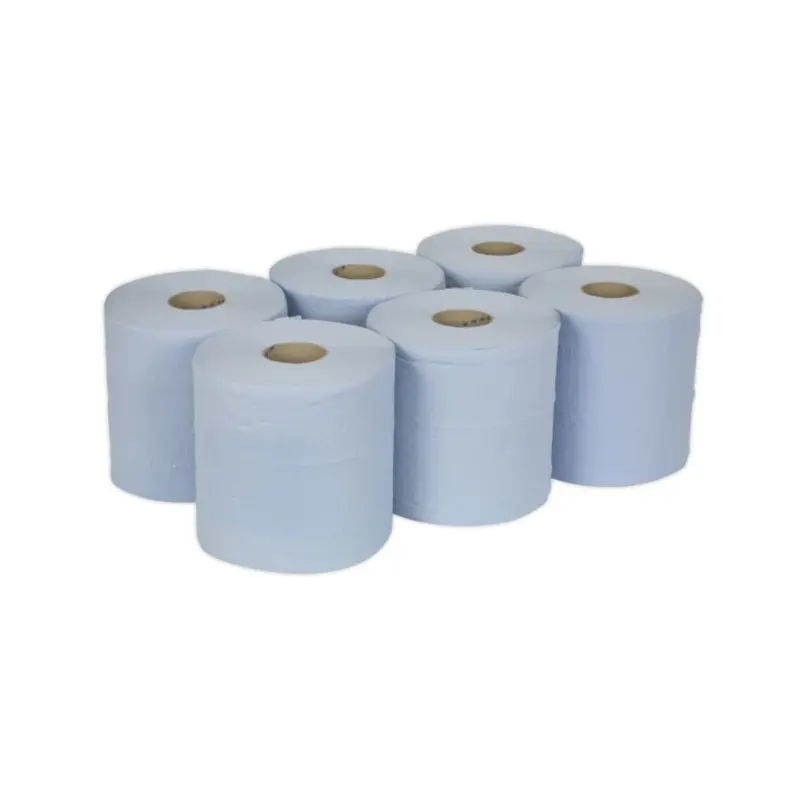 Sealey Paper Roll Blue 2-Ply Embossed 150m Pack of 6