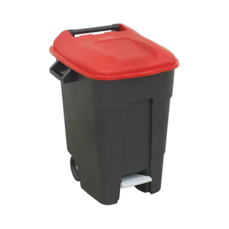 Sealey Refuse/Wheelie Bin with Foot Pedal 100L - Red