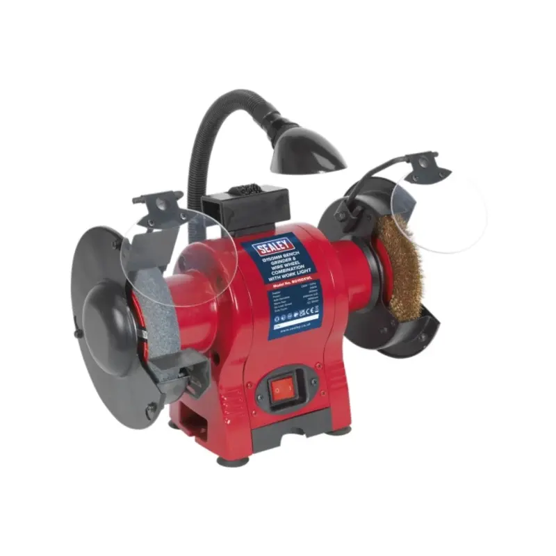 Sealey Bench Grinder 150mm & Wire Wheel Combination with Worklight 250W/230V