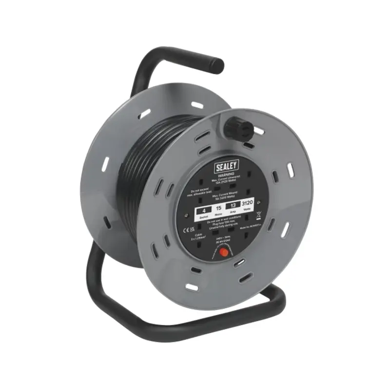 Sealey Cable Reel 15m 4 x 230V Thermal Trip
