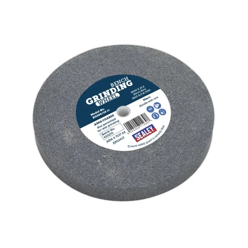 Sealey Grinding Stone 200 x 25mm 16mm Bore A36Q Coarse