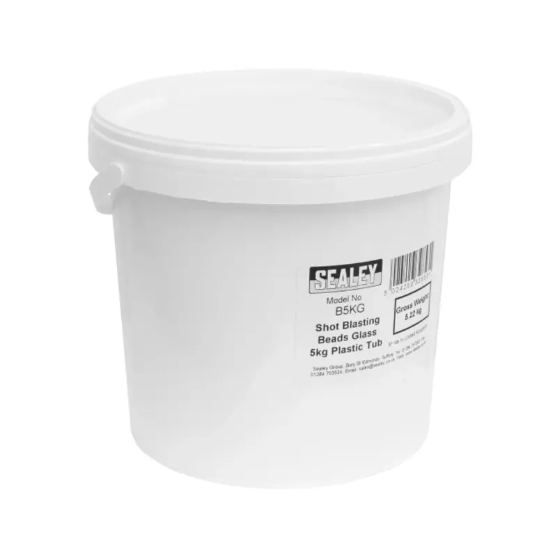 Sealey Shot Blasting Beads Glass 5kg Plastic Tub