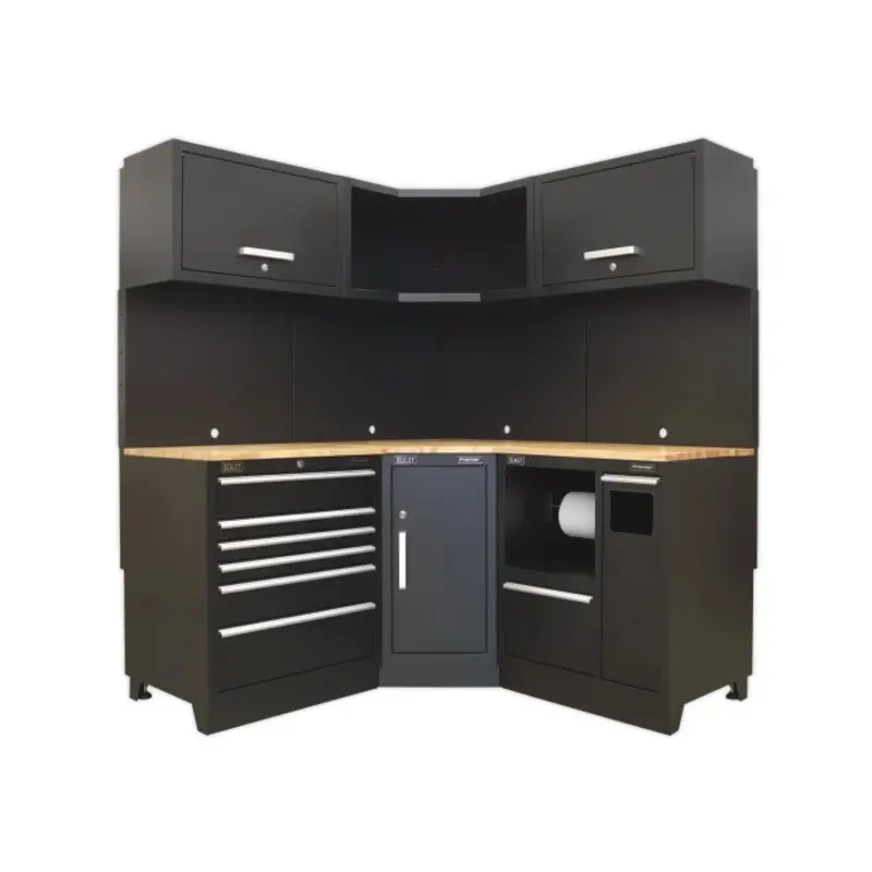 Sealey Premier 1.7m Corner Storage System - Oak Worktop