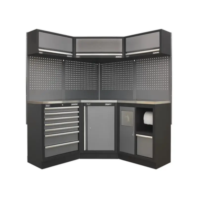 Sealey Superline PRO 1.6m Corner Storage System - Stainless Worktop
