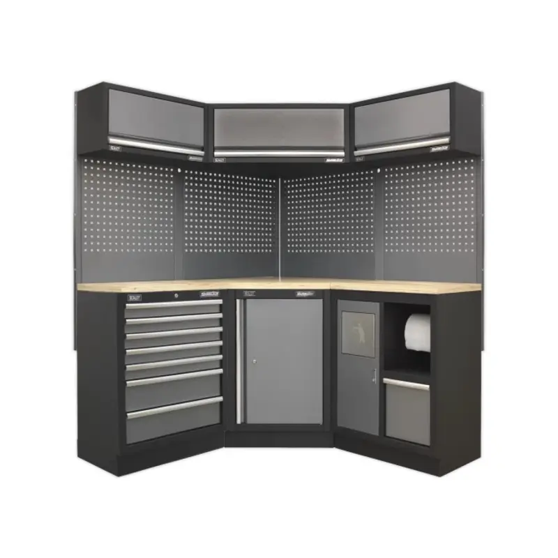 Sealey Superline PRO 1.6m Corner Storage System - Wood Worktop
