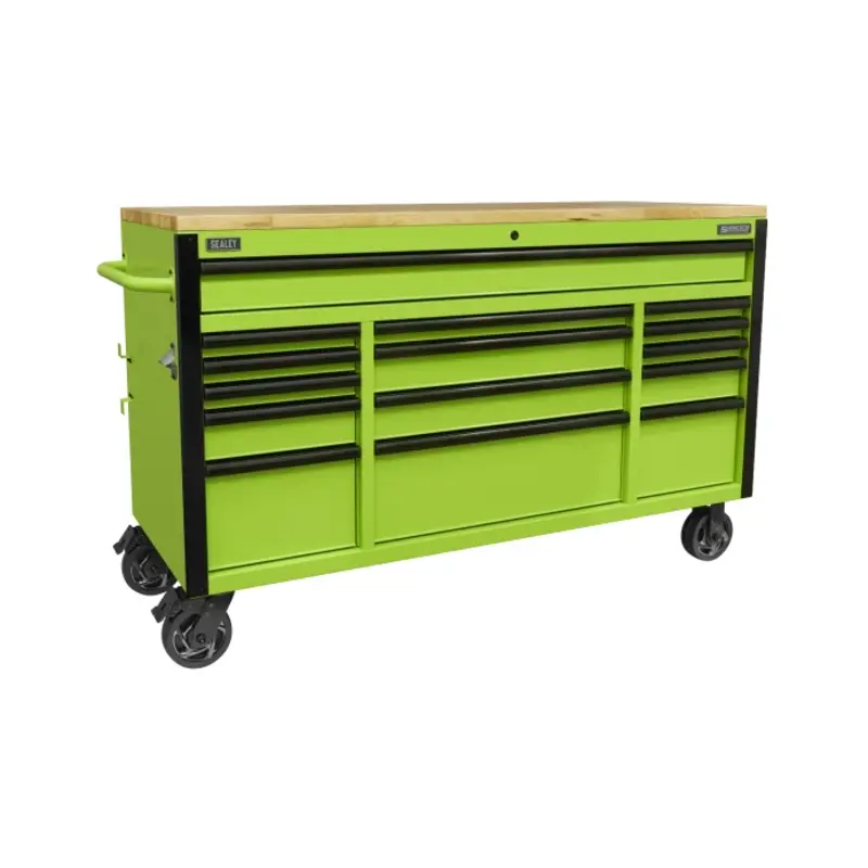 Sealey 15 Drawer Mobile Trolley with Wooden Worktop 1549mm