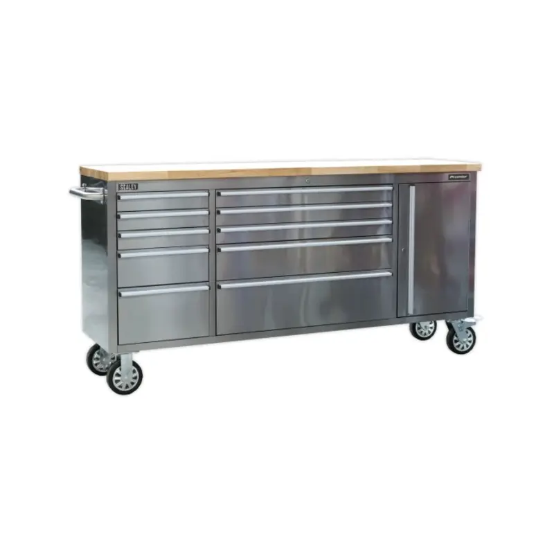 Sealey Mobile Stainless Steel Tool Cabinet 10 Drawer & Cupboard