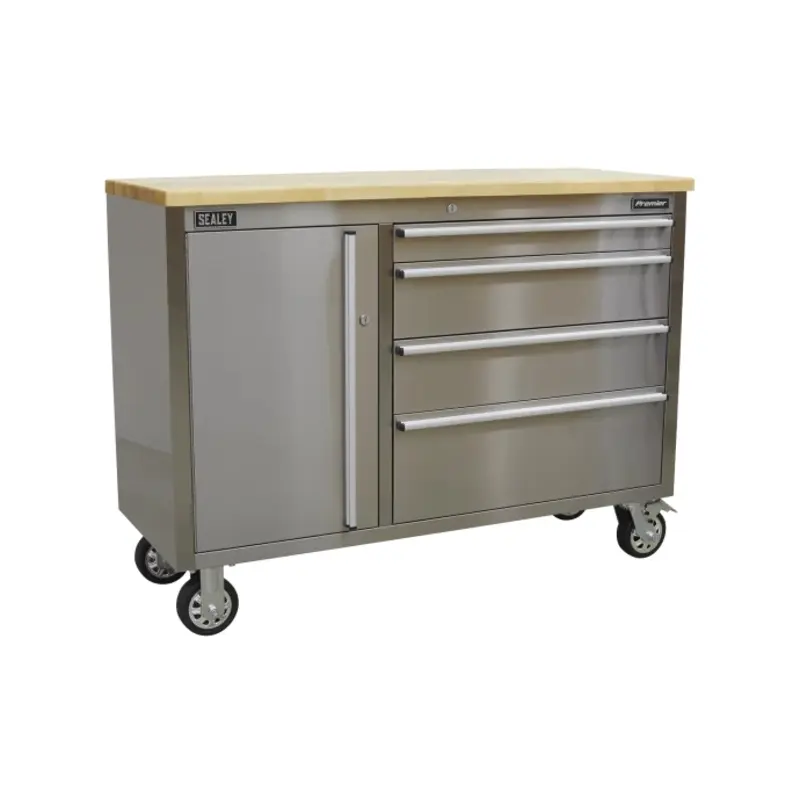 Sealey Mobile Stainless Steel Tool Cabinet 4 Drawer