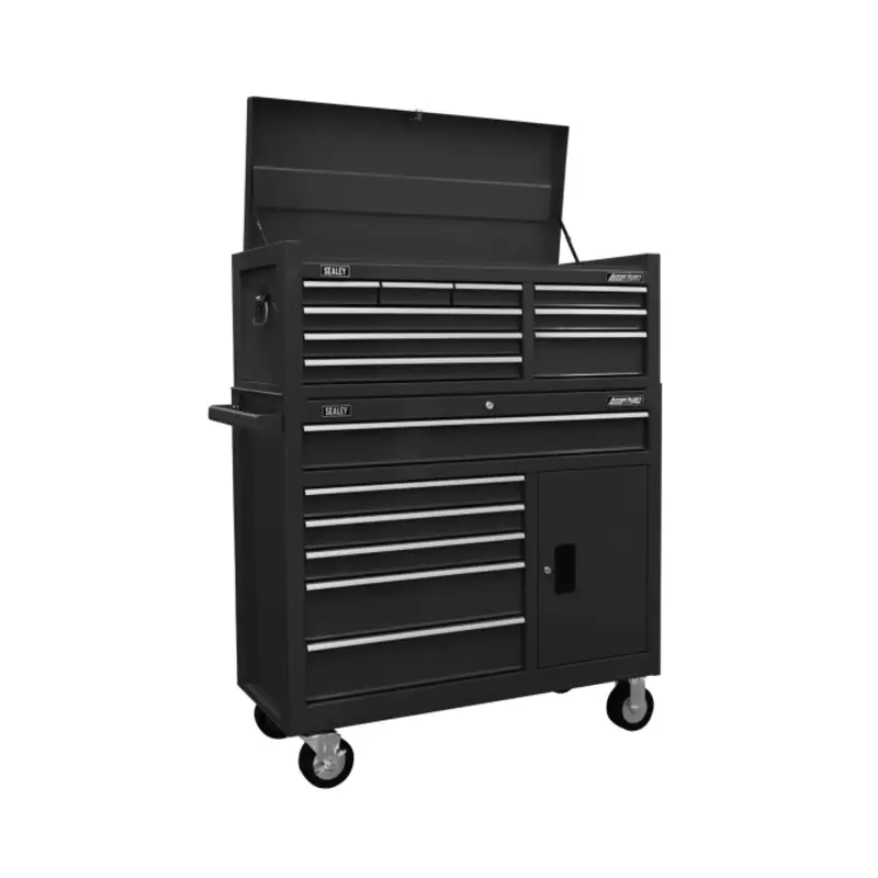Sealey Topchest & Rollcab Combination 15 Drawer with Ball-Bearing Slides - Black
