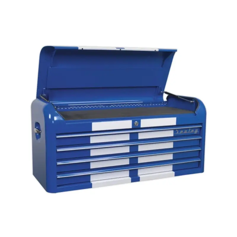 Sealey Topchest 4 Drawer Wide Retro Style - Blue with White Stripes
