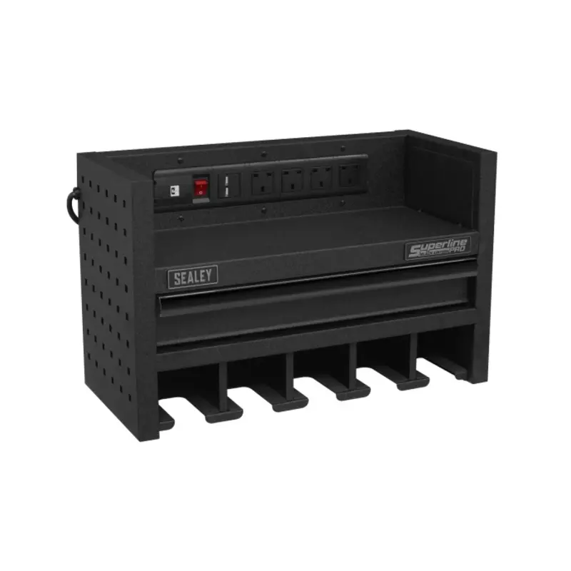 Sealey Power Tool Storage Rack with Drawer & Power Strip