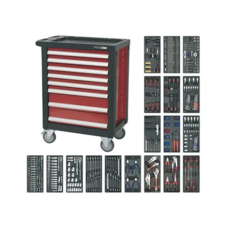 Sealey Rollcab 8 Drawer with Ball-Bearing Slides & 707pc Tool Kit