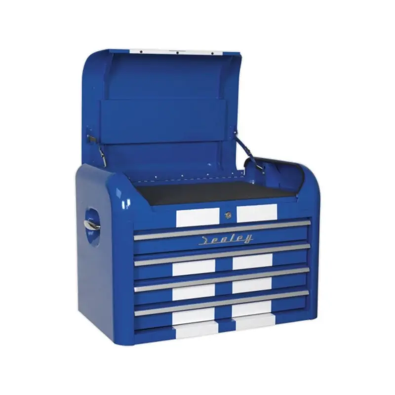 Sealey Topchest 4 Drawer Retro Style - Blue with White Stripes
