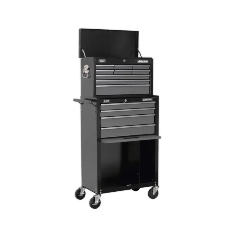 Sealey Topchest & Rollcab Combination 13 Drawer with Ball-Bearing Slides - Black/Grey