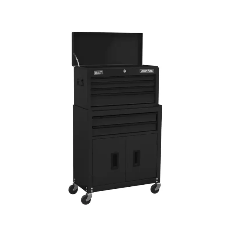 Sealey Topchest & Rollcab Combination 6 Drawer with Ball-Bearing Slides - Black