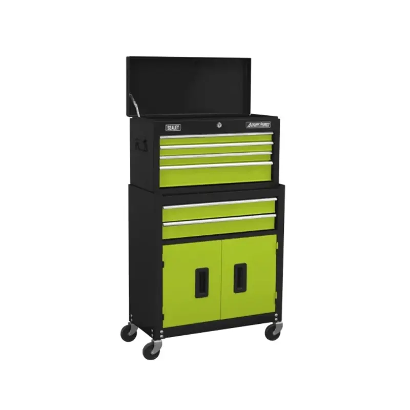 Sealey Topchest & Rollcab Combination 6 Drawer with Ball-Bearing Slides - Green