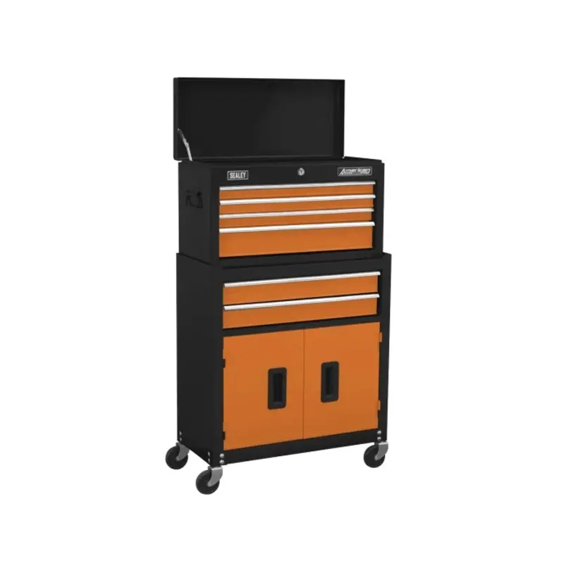 Sealey Topchest & Rollcab Combination 6 Drawer with Ball-Bearing Slides - Orange