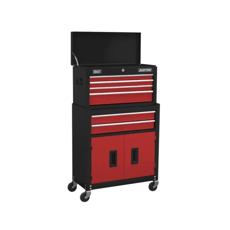 Sealey Topchest & Rollcab Combination 6 Drawer with Ball-Bearing Slides - Red