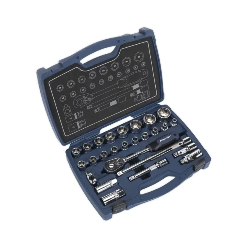 Sealey Socket Set 26pc 1/2"Sq Drive 6pt WallDrive Metric