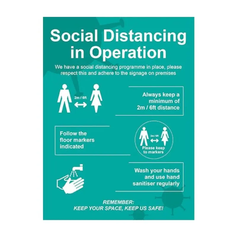 Pro-Safe 600 x 800mm Social Distancing In Operation - Rigid Plastic