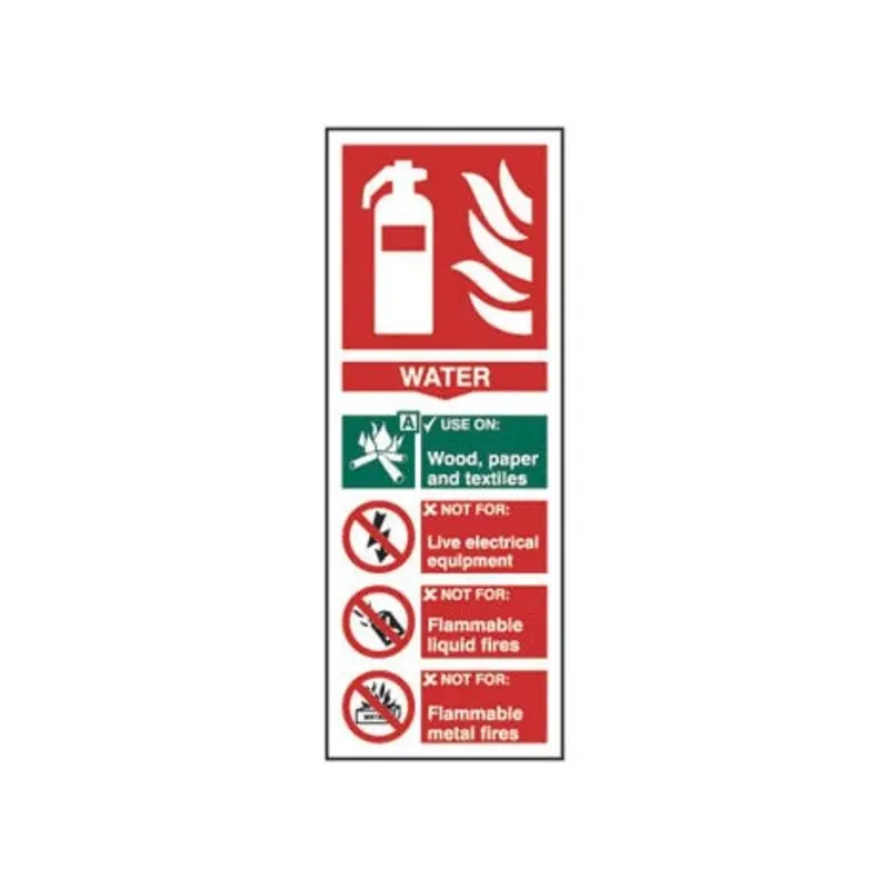 Pro-Safe 82 X 202mm Fire Extinguisher Water - Self Adhesive