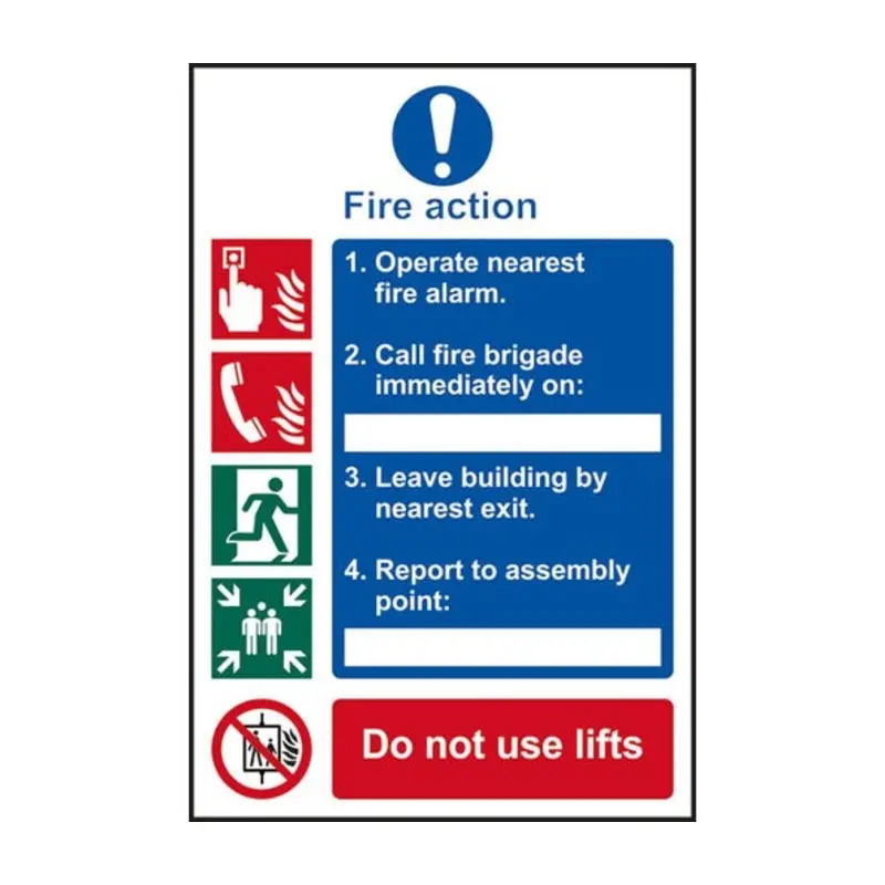 Pro-Safe 200 x 300mm 4 Part Fire Action Procedure - Rgid Plastic