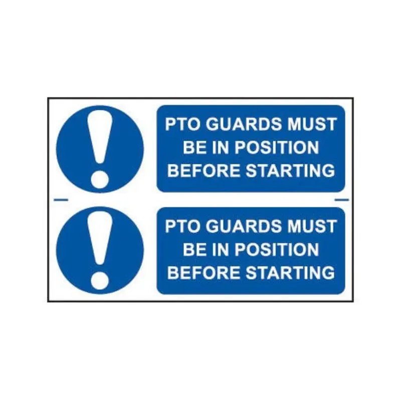 Pro-Safe 300 X 200mm PTO Guards Must Be In Position Before Starting - PVC