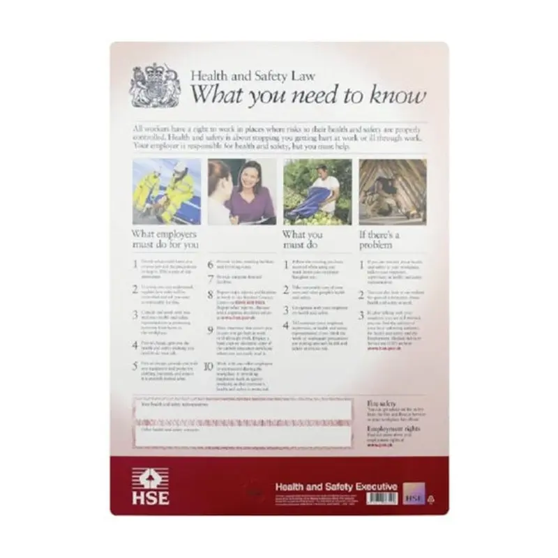 Pro-Safe 420 X 594mm Health & Safety Law Poster PVC
