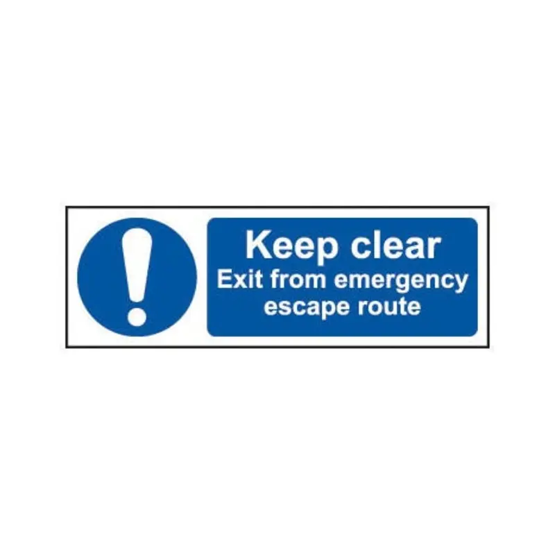 Pro-Safe 300 X 100mm Keep Clear Exit From Emergency Escape Route - Self Adhesive