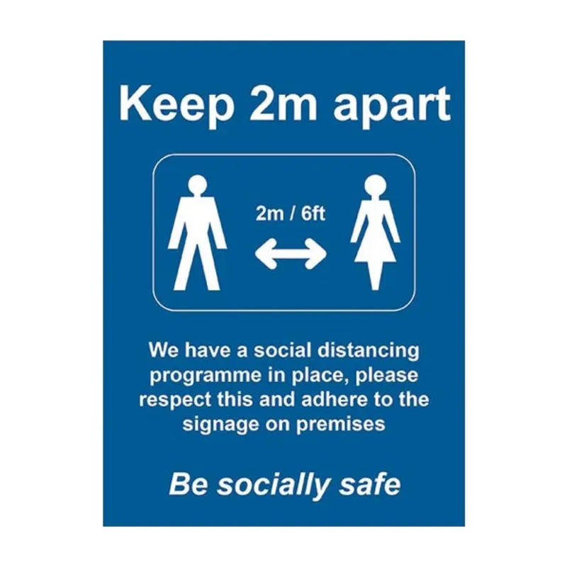 Pro-Safe 600 x 800mm Keep 2M Apart - Rigid Plastic