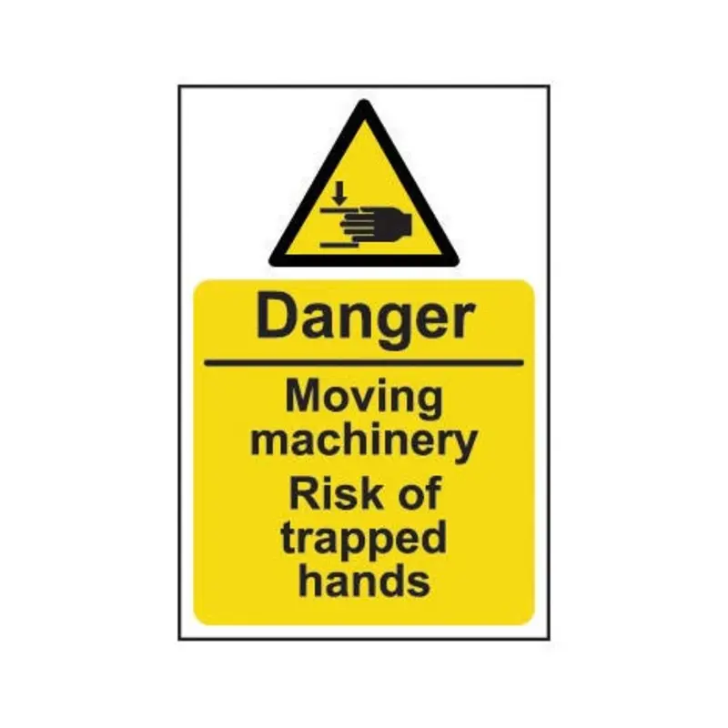 Pro-Safe 200 X 300mm Danger Moving Machinery Risk Of Trapped Hand -Rigid Plastic