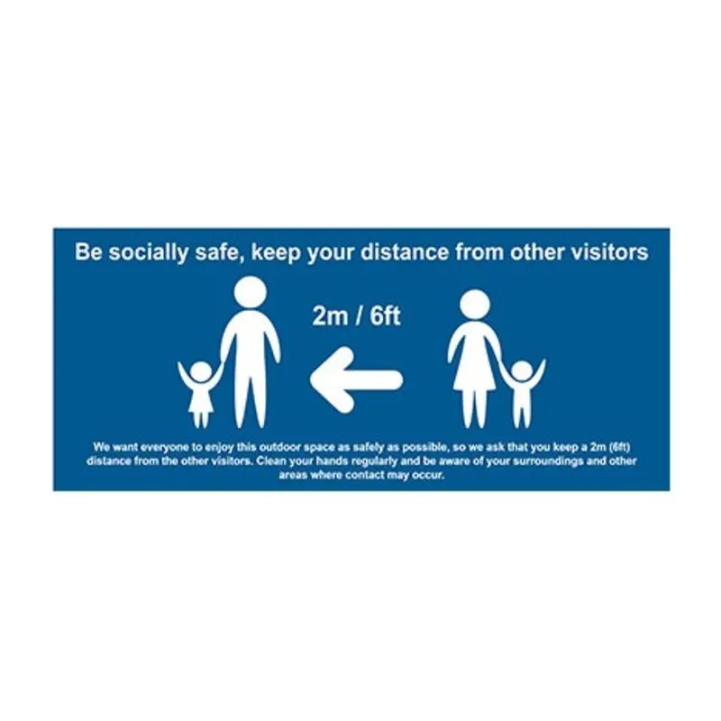 Pro-Safe 1050 x 450mm Be Socially Safe Temp Sign - Blue