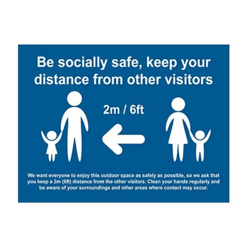Pro-Safe 600 x 450mm Be Socially Safe Temp Sign - Blue