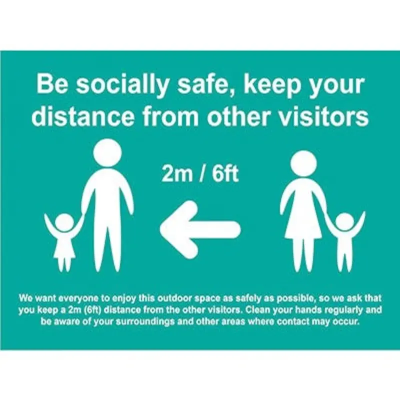 Pro-Safe 600 x 450mm Be Socially Safe Temp Sign - Turquoise