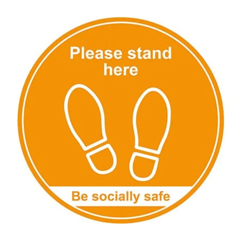 Pro-Safe 400mm Amber Please Stand Here Floor Graphic