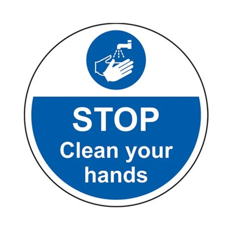 Pro-Safe 400mm Blue Stop Clean Your Hands Floor Graphic