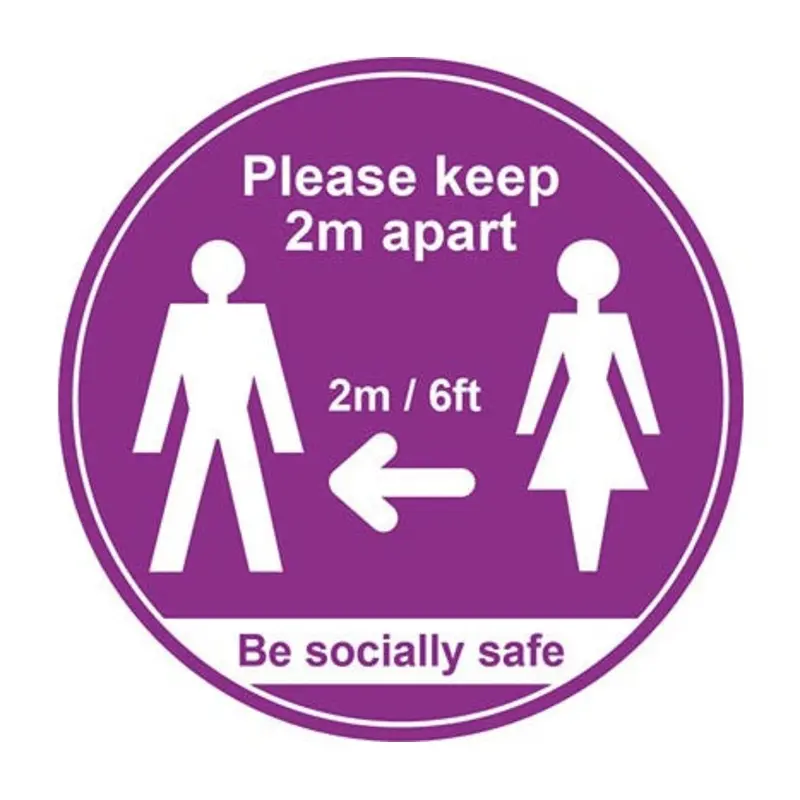 Pro-Safe 400mm Purple Please Keep 2M Apart Floor Graphic
