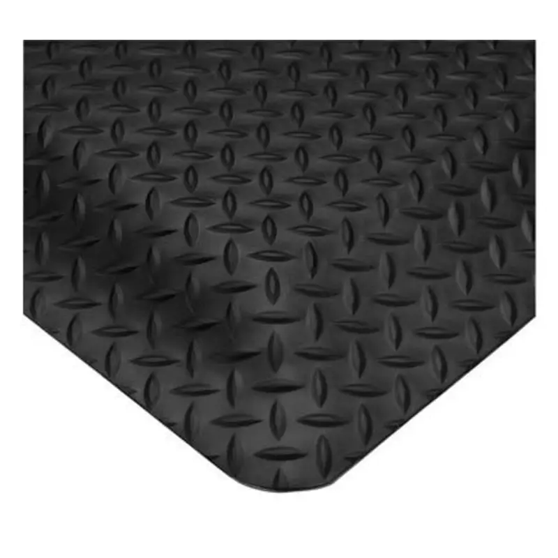 Wearwell 91cm x 1.52m Flex-Link 495 Series 14mm Thick Diamond-Plate Matting - Black