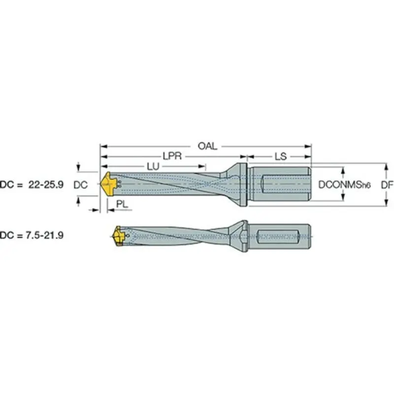 Iscar DCM 100-050-16A-5D 10 - 10.4mm Indexable Head Drill Body