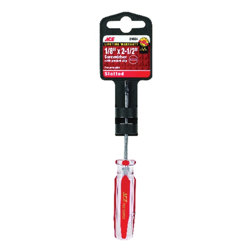 ACE 24834AHT Screwdriver, Slotted Point, 1/8 in Point, 5.04 in OAL, Comfort Grip Handle