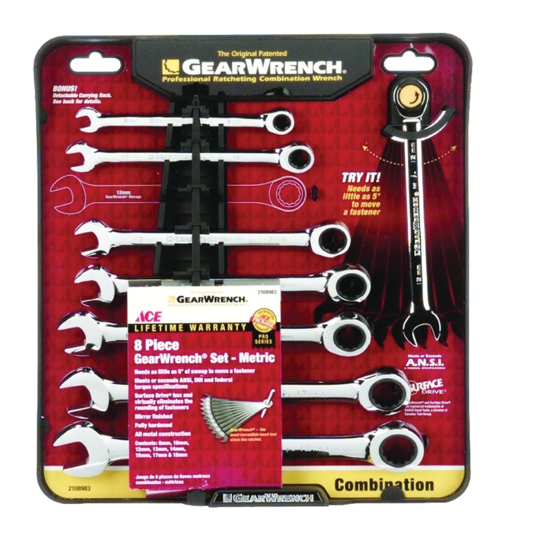 ACE Pro Series 2108983 8-Piece Combination Gear Wrench Set